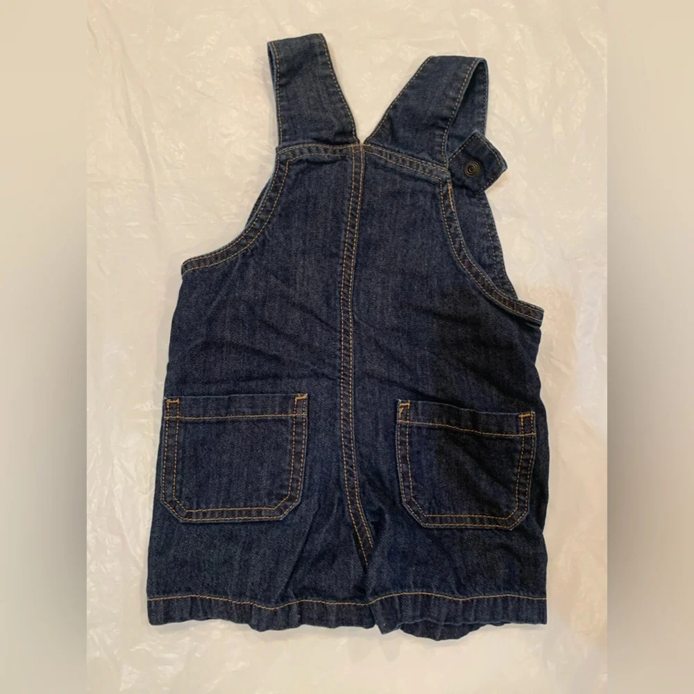 Carters Denim Short Overalls Baby Boy Size 12 Months Dark Wash